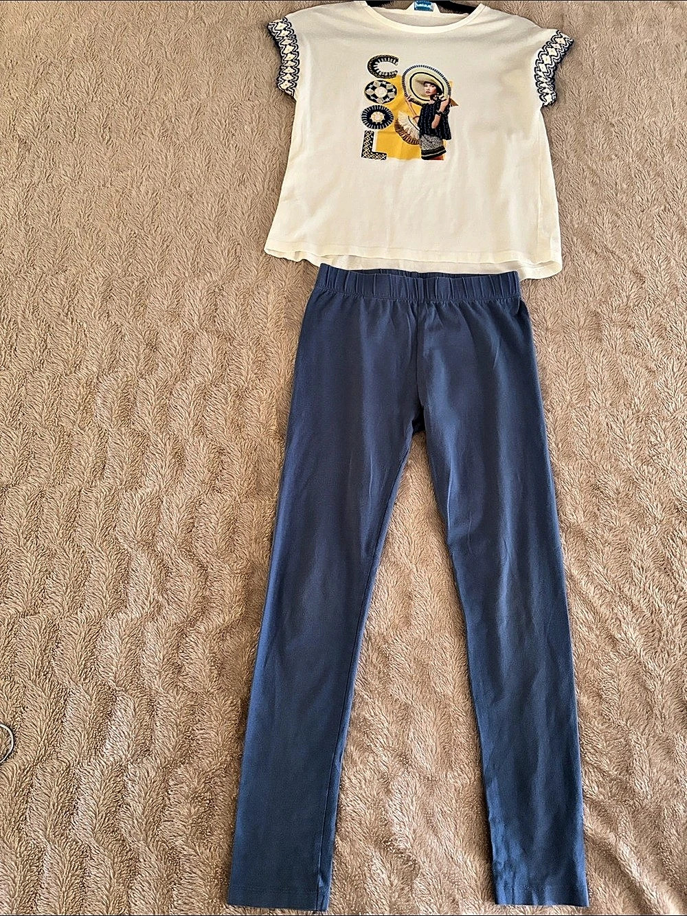 Mayoral Girls Size 12 Blue & White Set